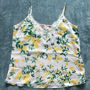 Cheerful Lemon Lace Trim Cami Top